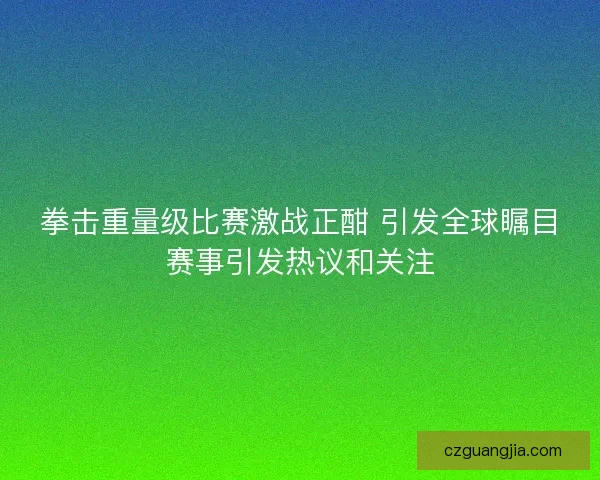 拳击重量级比赛激战正酣 引发全球瞩目赛事引发热议和关注